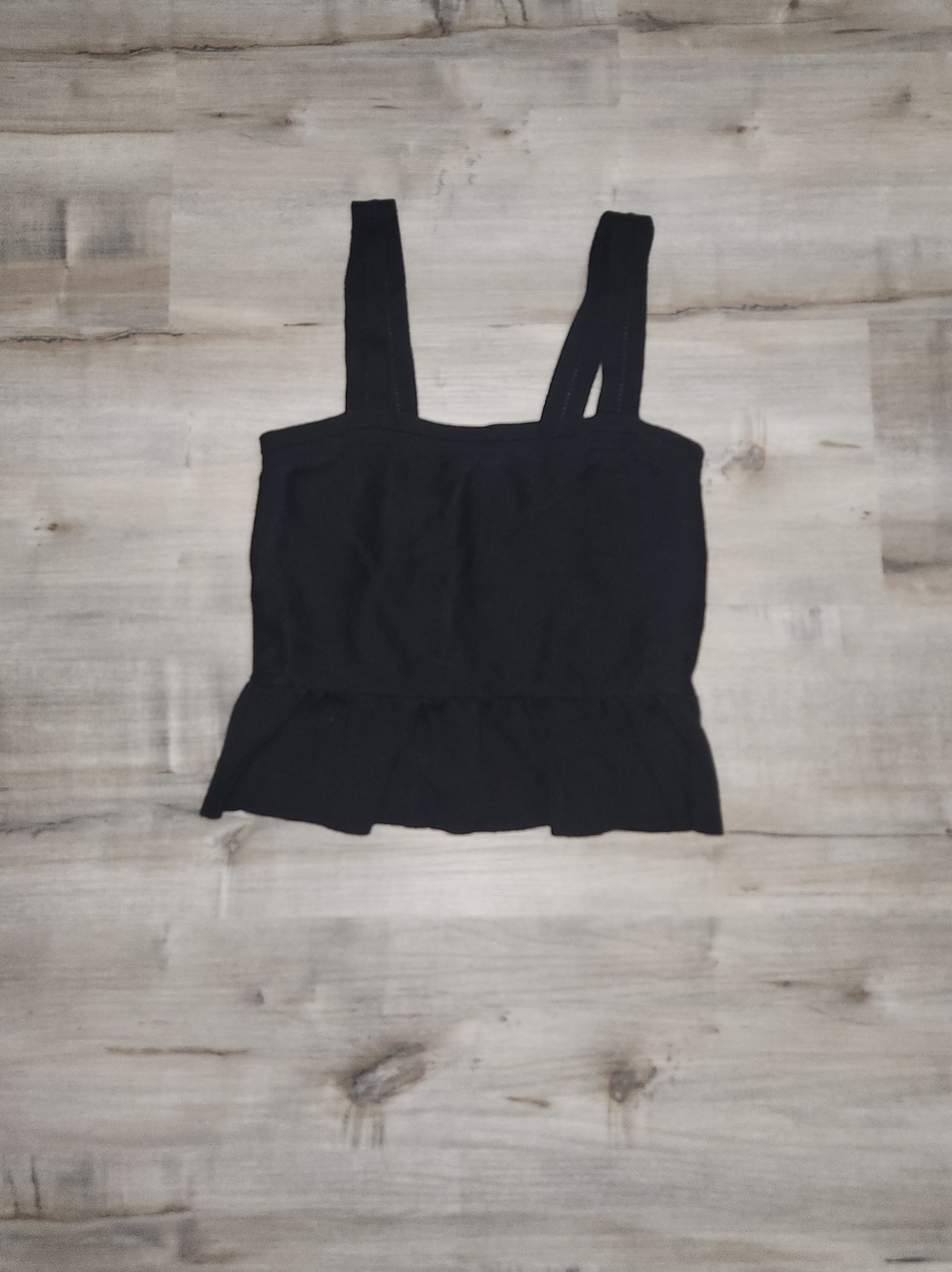 Banana Republic Black Peplum Square-Neck Tank